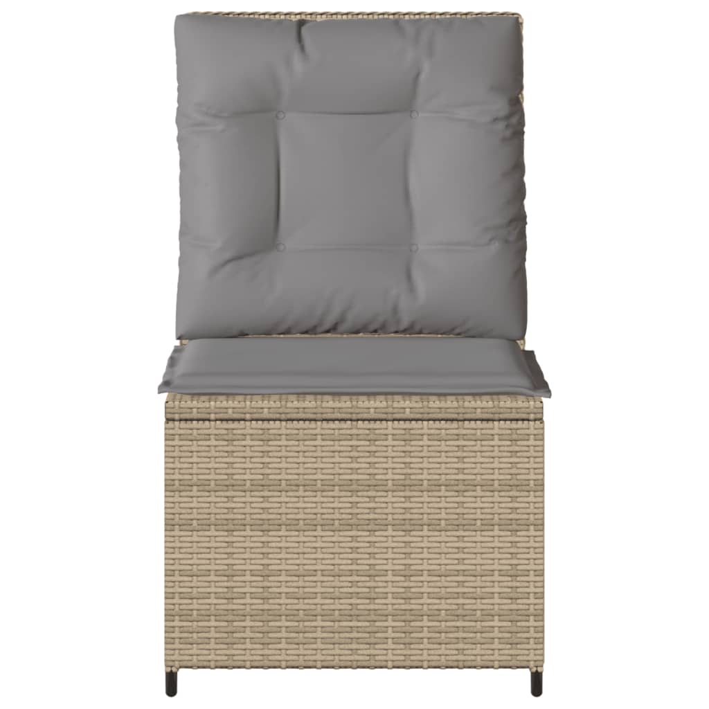 Tuinbank verstelbaar met kussens poly rattan beige