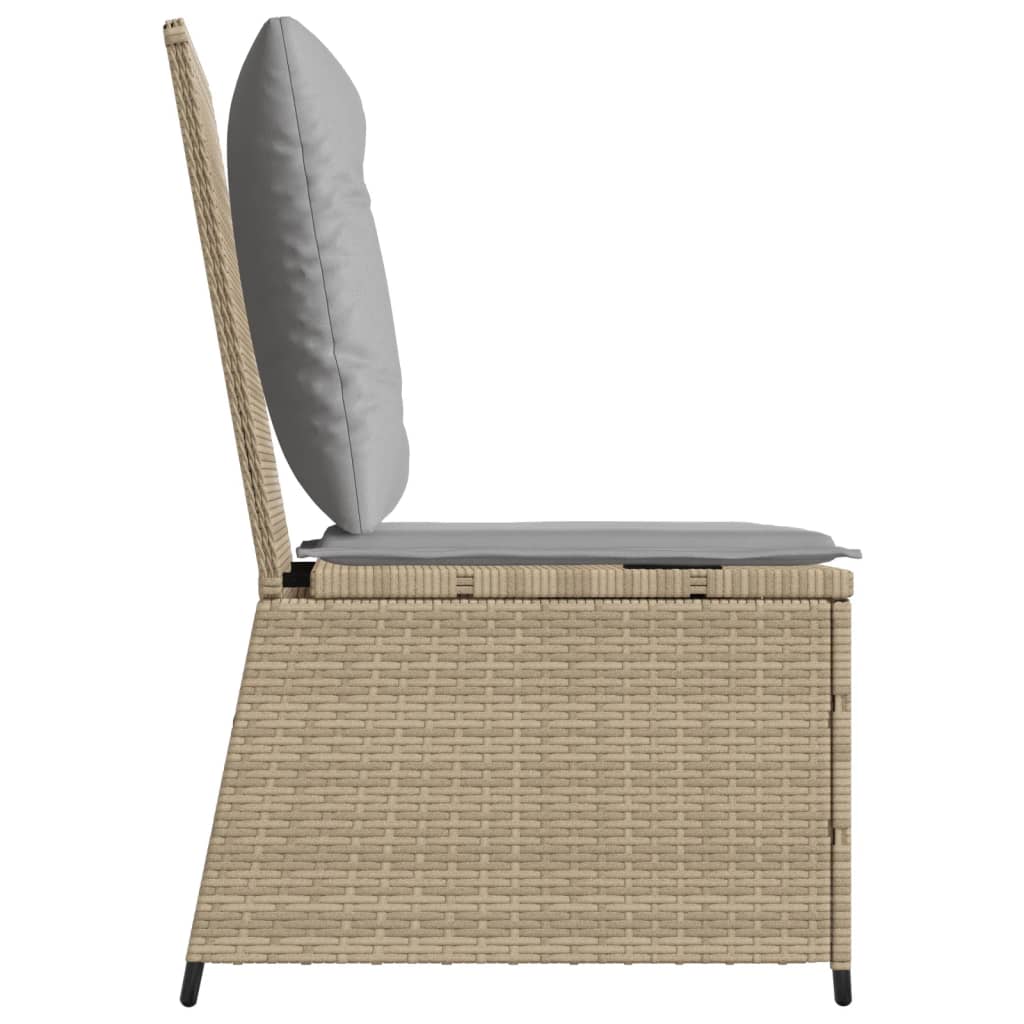 Tuinbank verstelbaar met kussens poly rattan beige