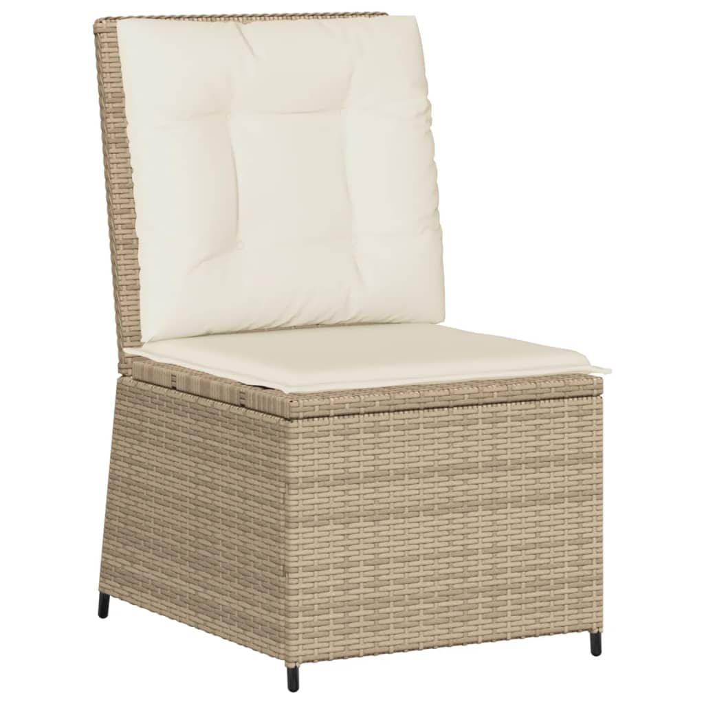 Tuinbank verstelbaar met kussens poly rattan beige