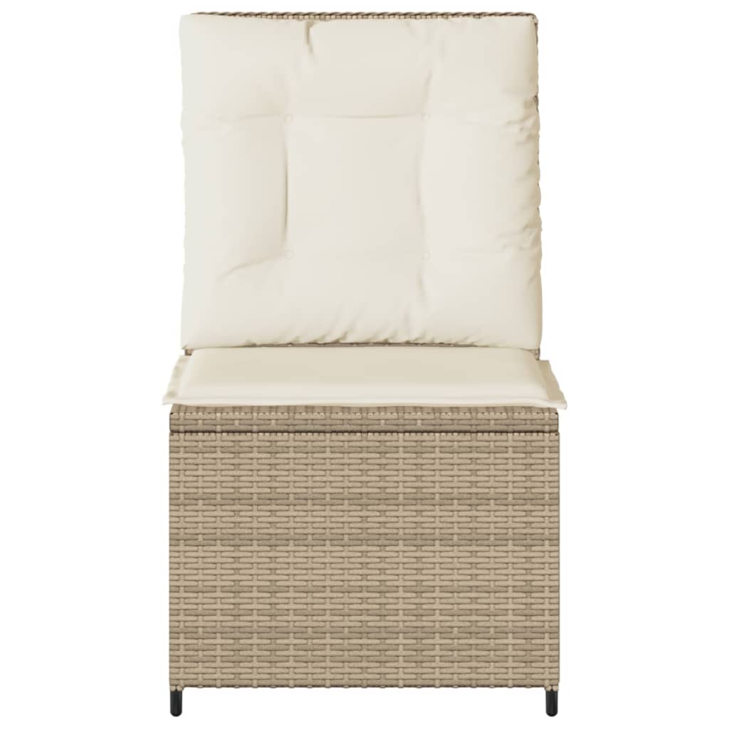 Tuinbank verstelbaar met kussens poly rattan beige