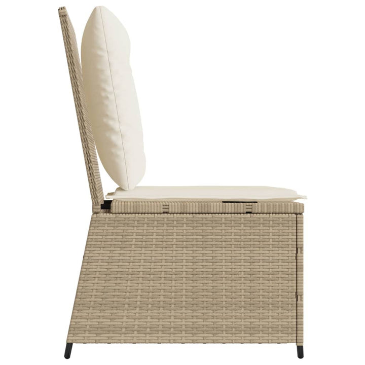 Tuinbank verstelbaar met kussens poly rattan beige