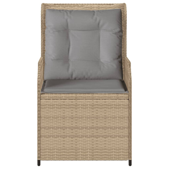 Tuinstoelen 2 st verstelbaar met kussens poly rattan beige