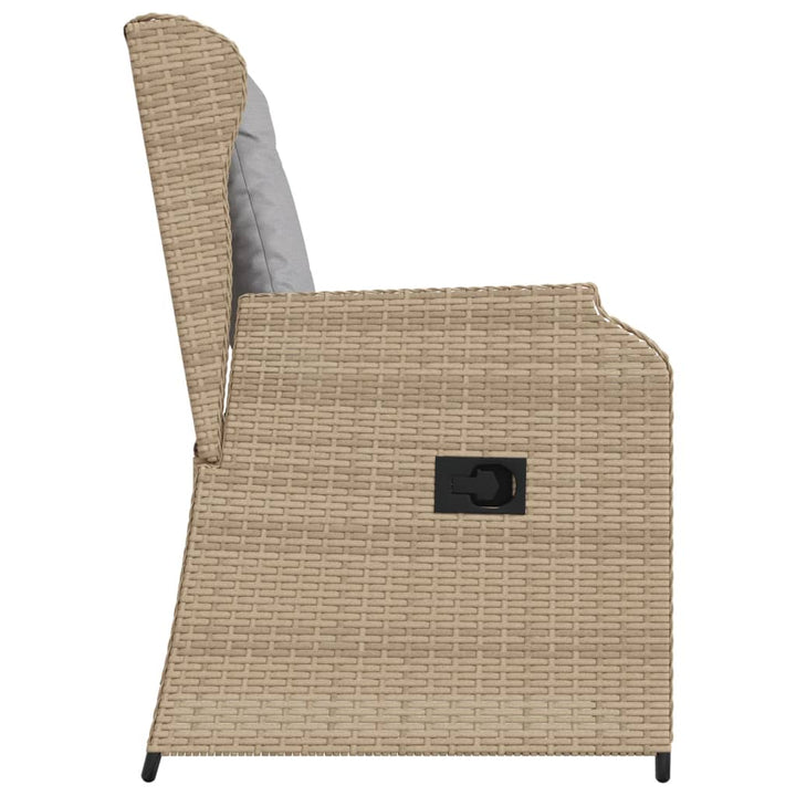 Tuinstoelen 2 st verstelbaar met kussens poly rattan beige