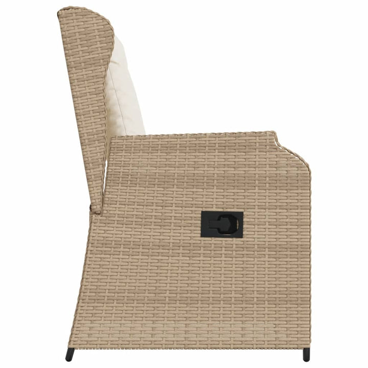 Tuinstoelen 2 st verstelbaar met kussens poly rattan beige