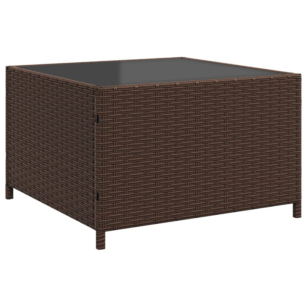 Tuinbank met tafel en kussens L-vormig poly rattan bruin