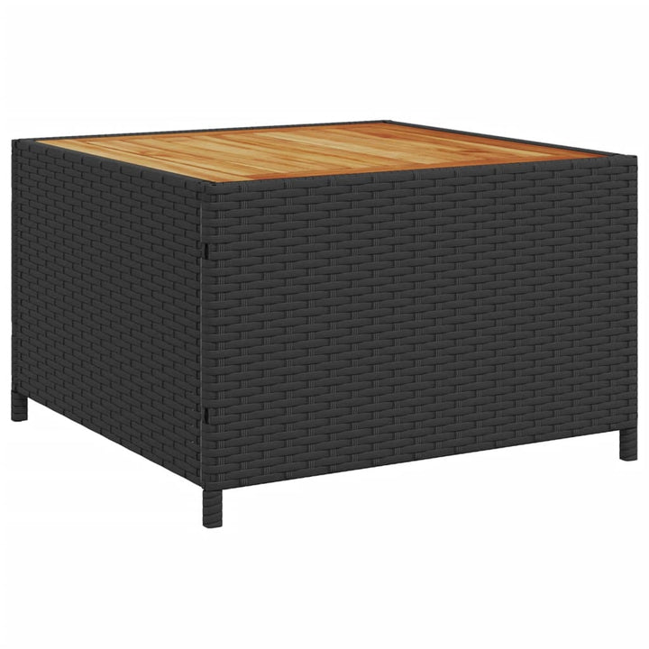 Tuinbank met tafel en kussens L-vormig poly rattan zwart