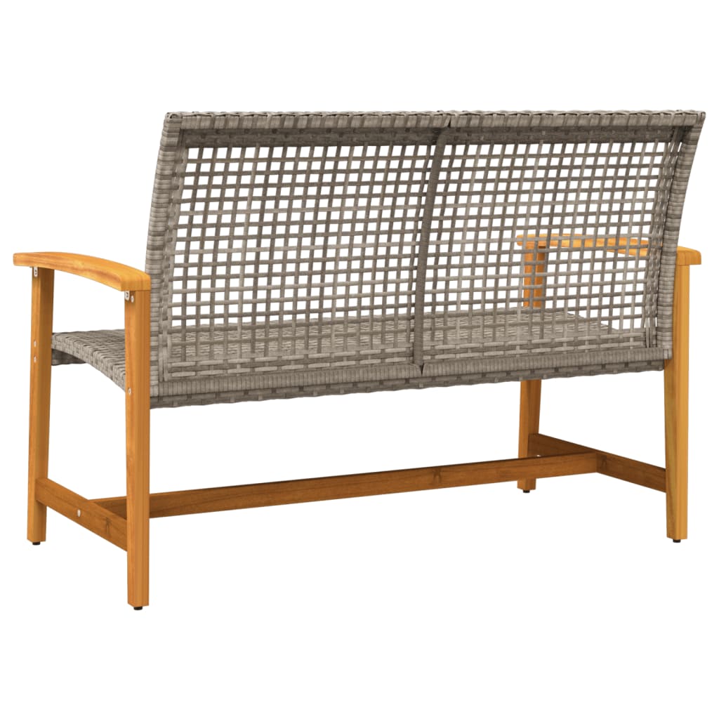 Tuinbank 112 cm poly rattan en acaciahout grijs