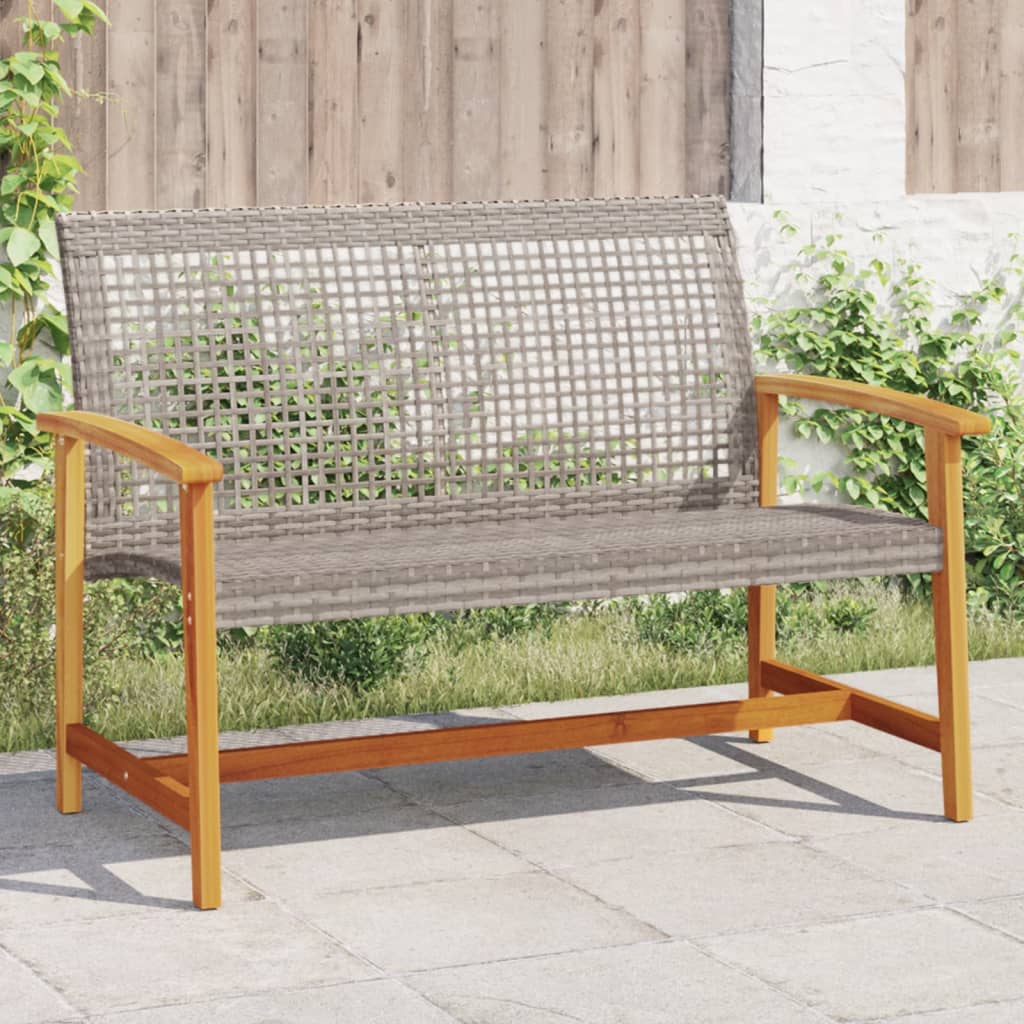 Tuinbank 112 cm poly rattan en acaciahout grijs