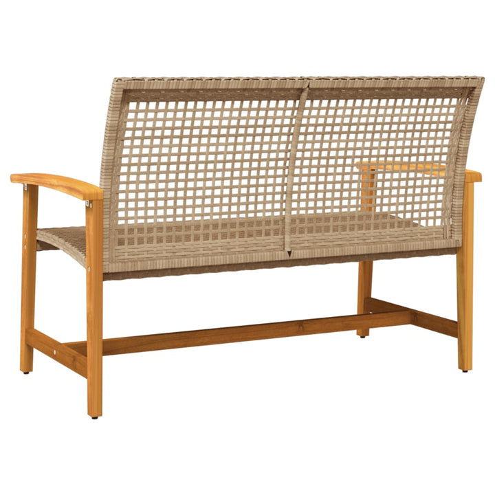 Tuinbank 112 cm poly rattan en acaciahout beige