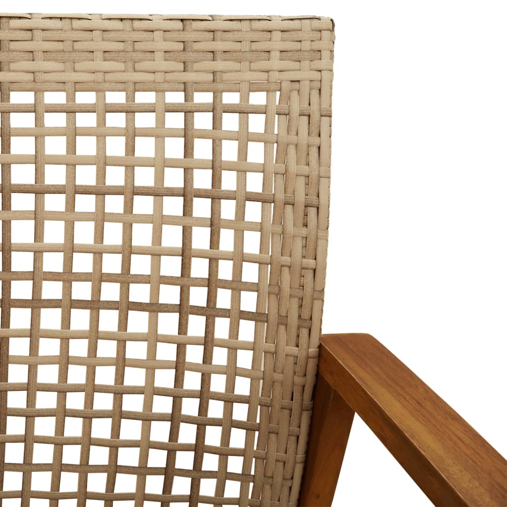 Tuinbank 112 cm poly rattan en acaciahout beige