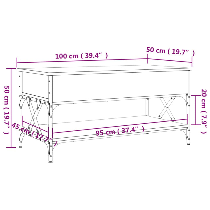 Salontafel 100x50x50 cm bewerkt hout en metaal zwart