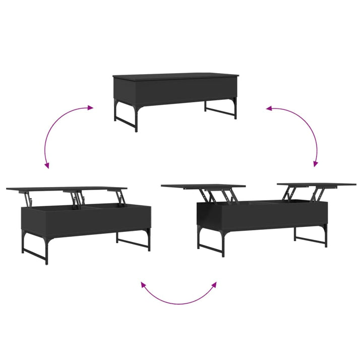 Salontafel 100x50x40 cm bewerkt hout en metaal zwart