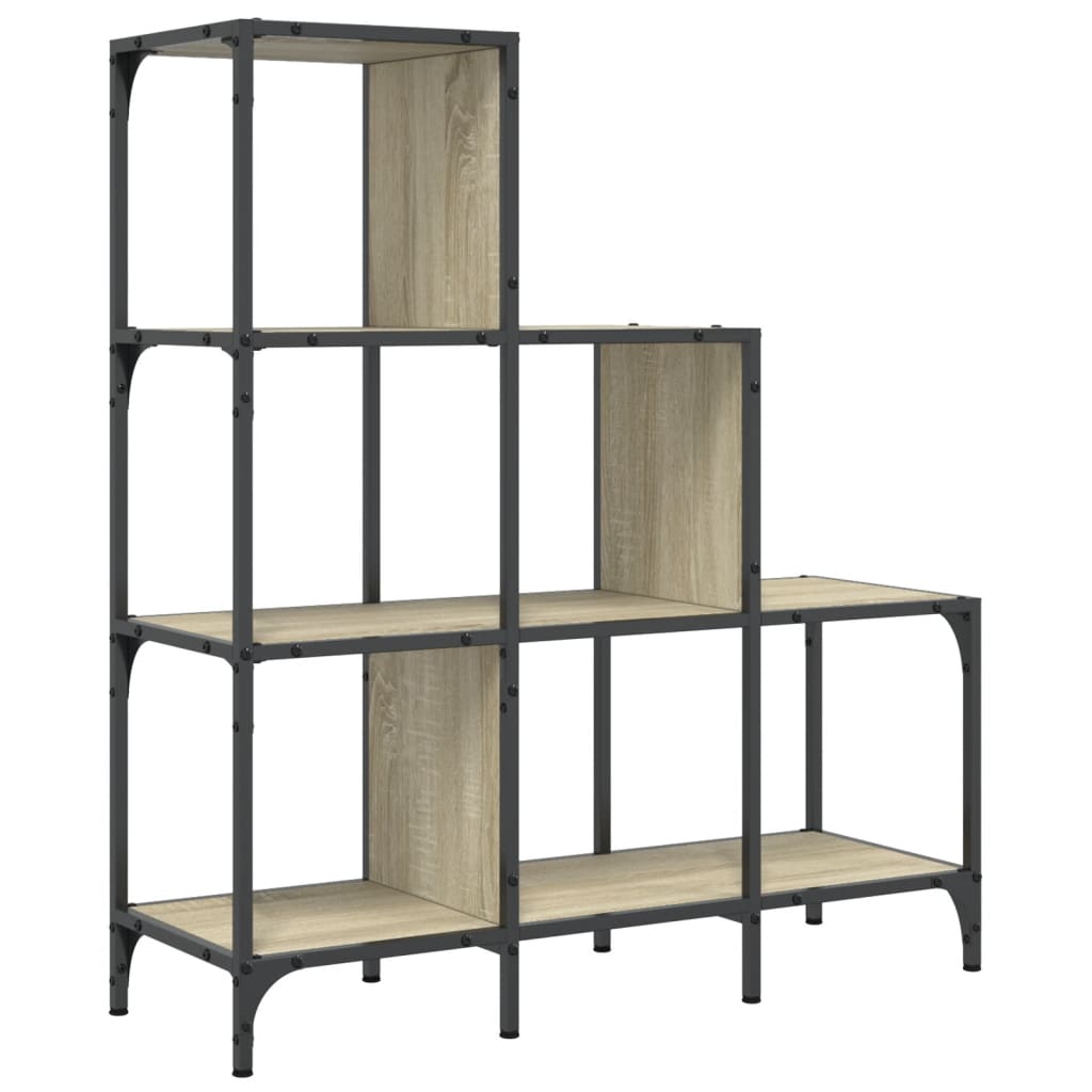 Boekenkast 92x30x102 cm bewerkt hout en metaal sonoma eiken