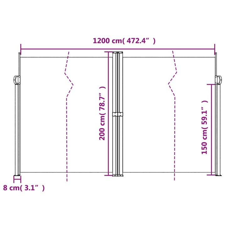 Windscherm uittrekbaar 200x600 cm rood