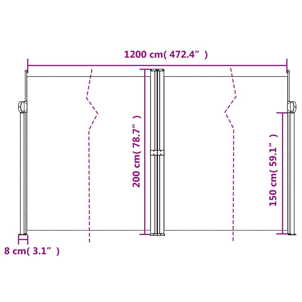 Windscherm uittrekbaar 200x600 cm antracietkleurig