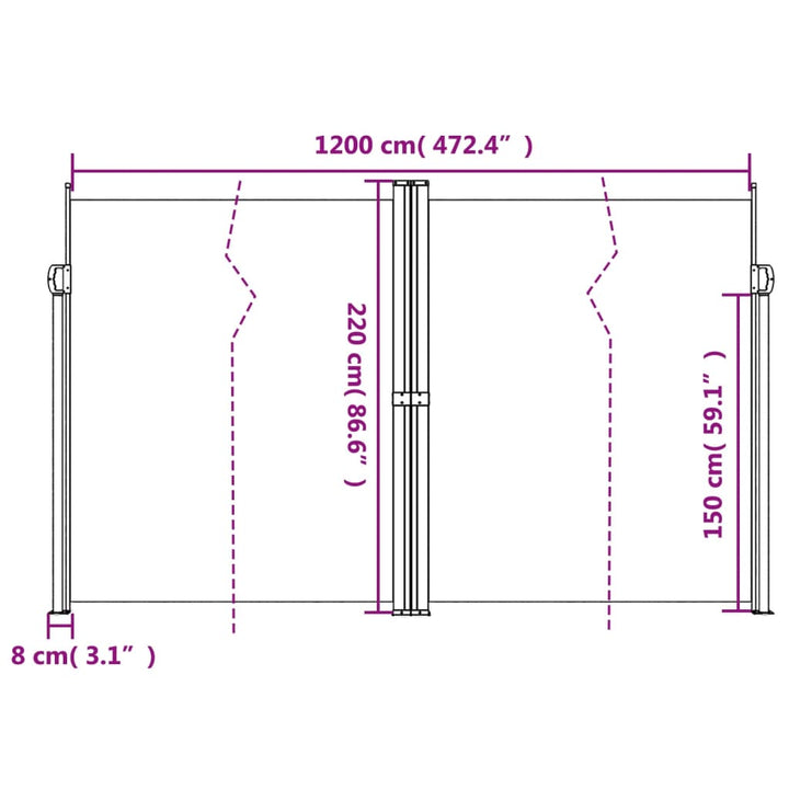 Windscherm uittrekbaar 220x1200 cm beige