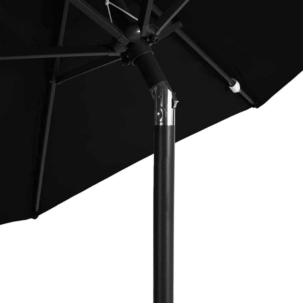 Parasol met stalen paal 225x225x212 cm zwart