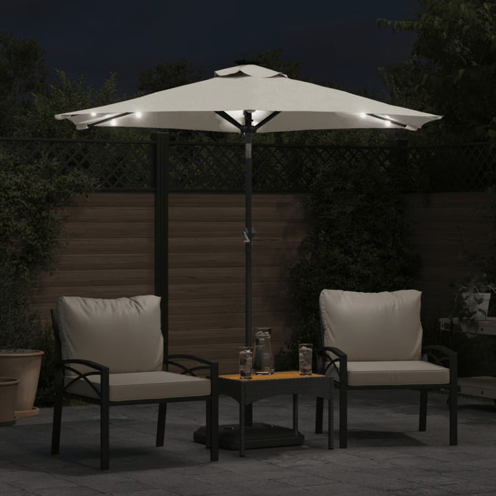 Parasol met LED's en stalen paal 225x225x212 cm wit