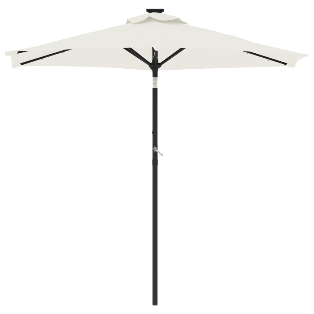 Parasol met LED's en stalen paal 225x225x212 cm wit