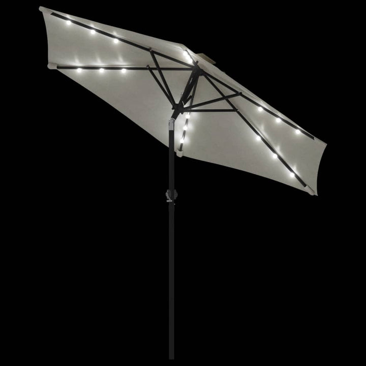 Parasol met LED's en stalen paal 225x225x212 cm wit