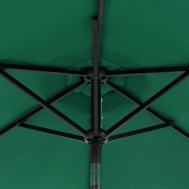 Parasol met LED's en stalen paal 225x225x212 cm groen