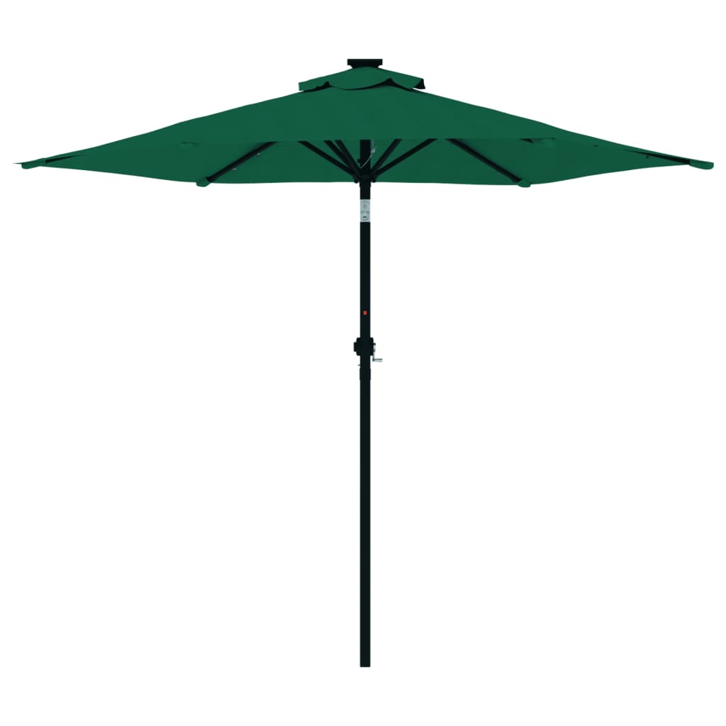 Parasol met LED's en stalen paal 225x225x212 cm groen