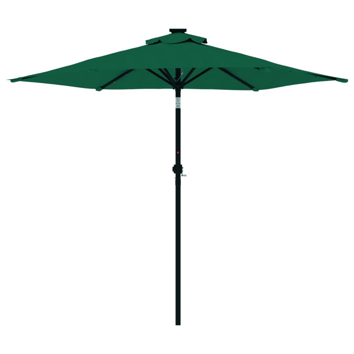 Parasol met LED's en stalen paal 225x225x212 cm groen