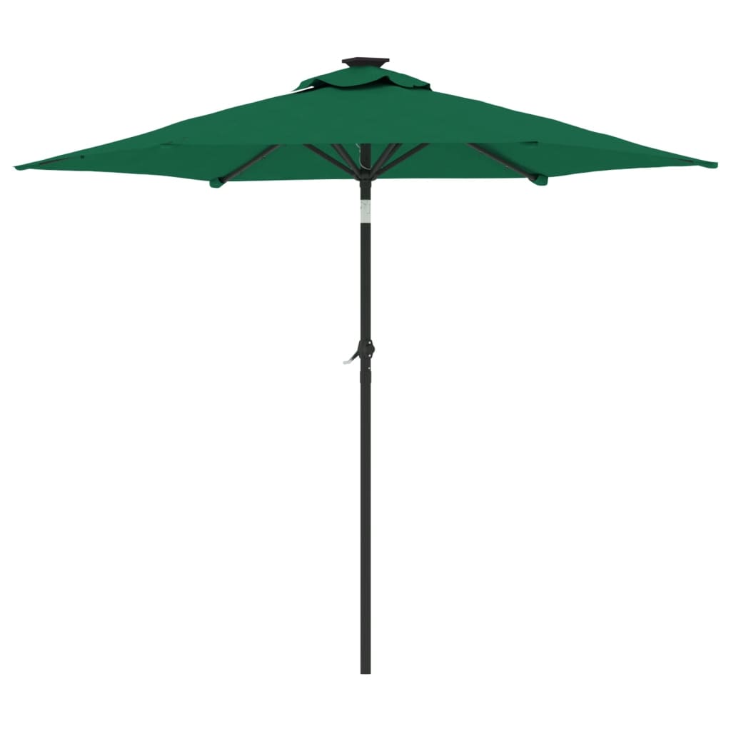 Parasol met LED's en stalen paal 225x225x212 cm groen