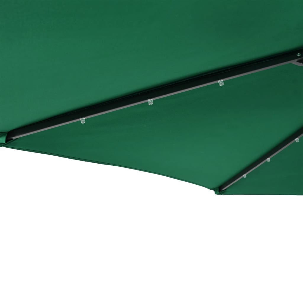 Parasol met LED's en stalen paal 225x225x212 cm groen