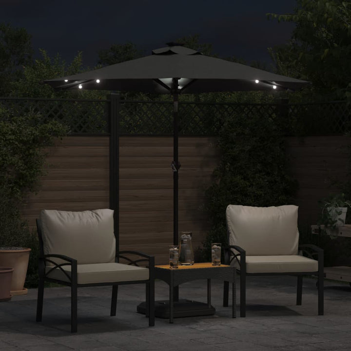 Parasol met LED's en stalen paal 225x225x212cm antracietkleurig