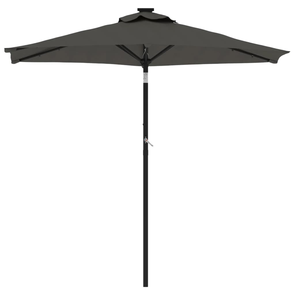 Parasol met LED's en stalen paal 225x225x212cm antracietkleurig