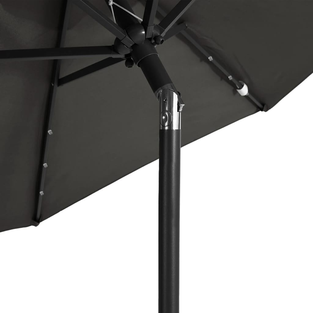 Parasol met LED's en stalen paal 225x225x212cm antracietkleurig