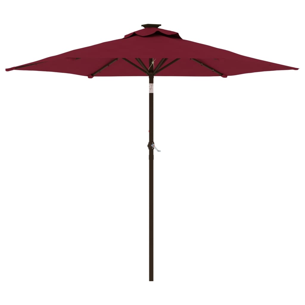 Parasol met LED's en stalen paal 225x225x212 cm bordeauxrood