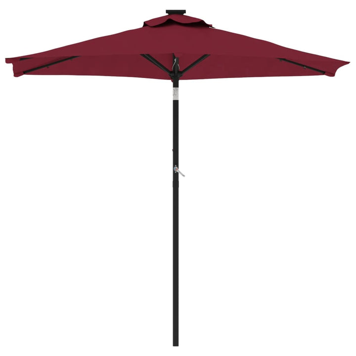 Parasol met LED's en stalen paal 225x225x212 cm bordeauxrood