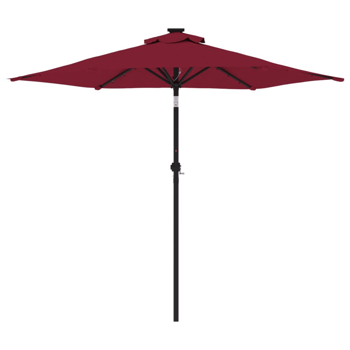 Parasol met LED's en stalen paal 225x225x212 cm bordeauxrood