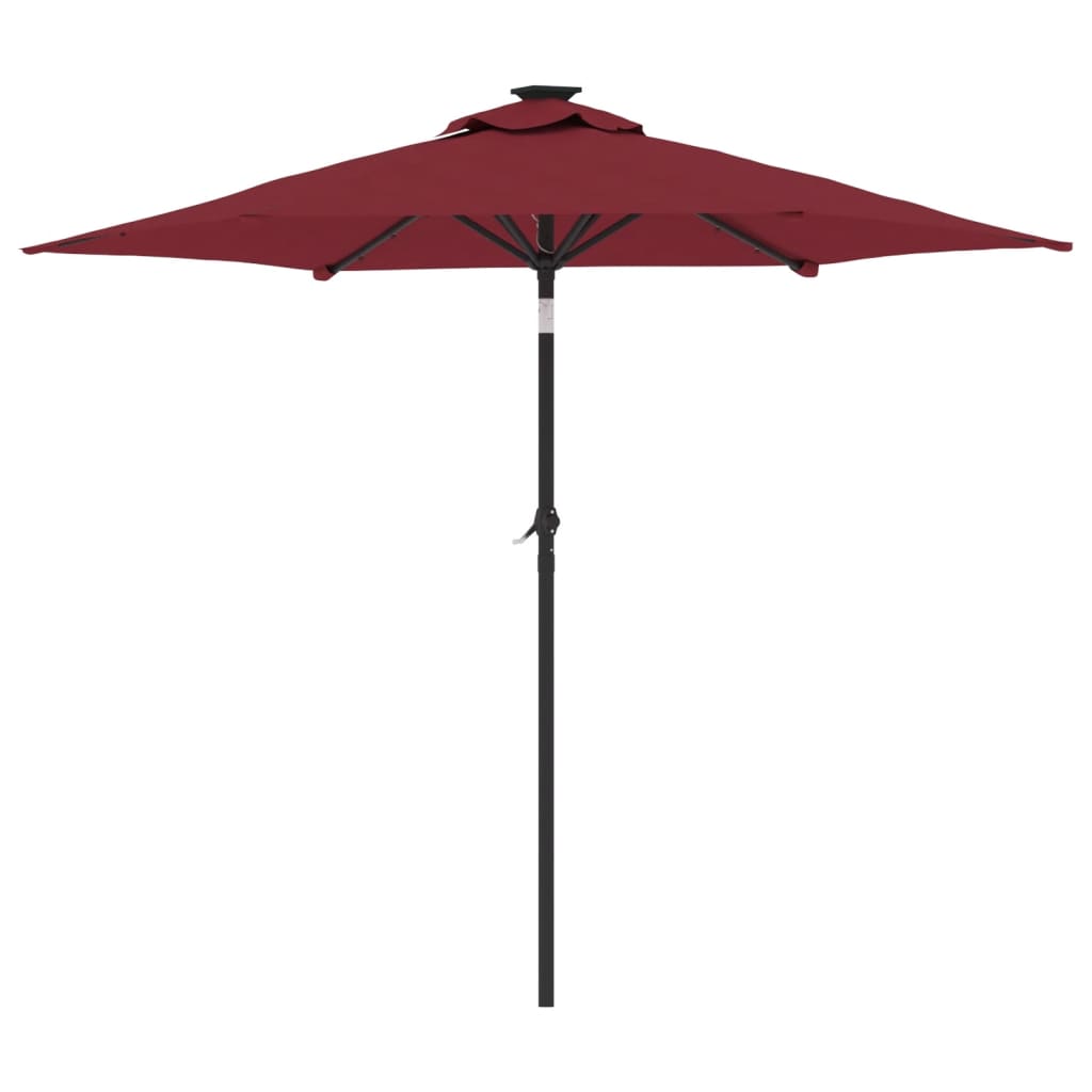 Parasol met LED's en stalen paal 225x225x212 cm bordeauxrood