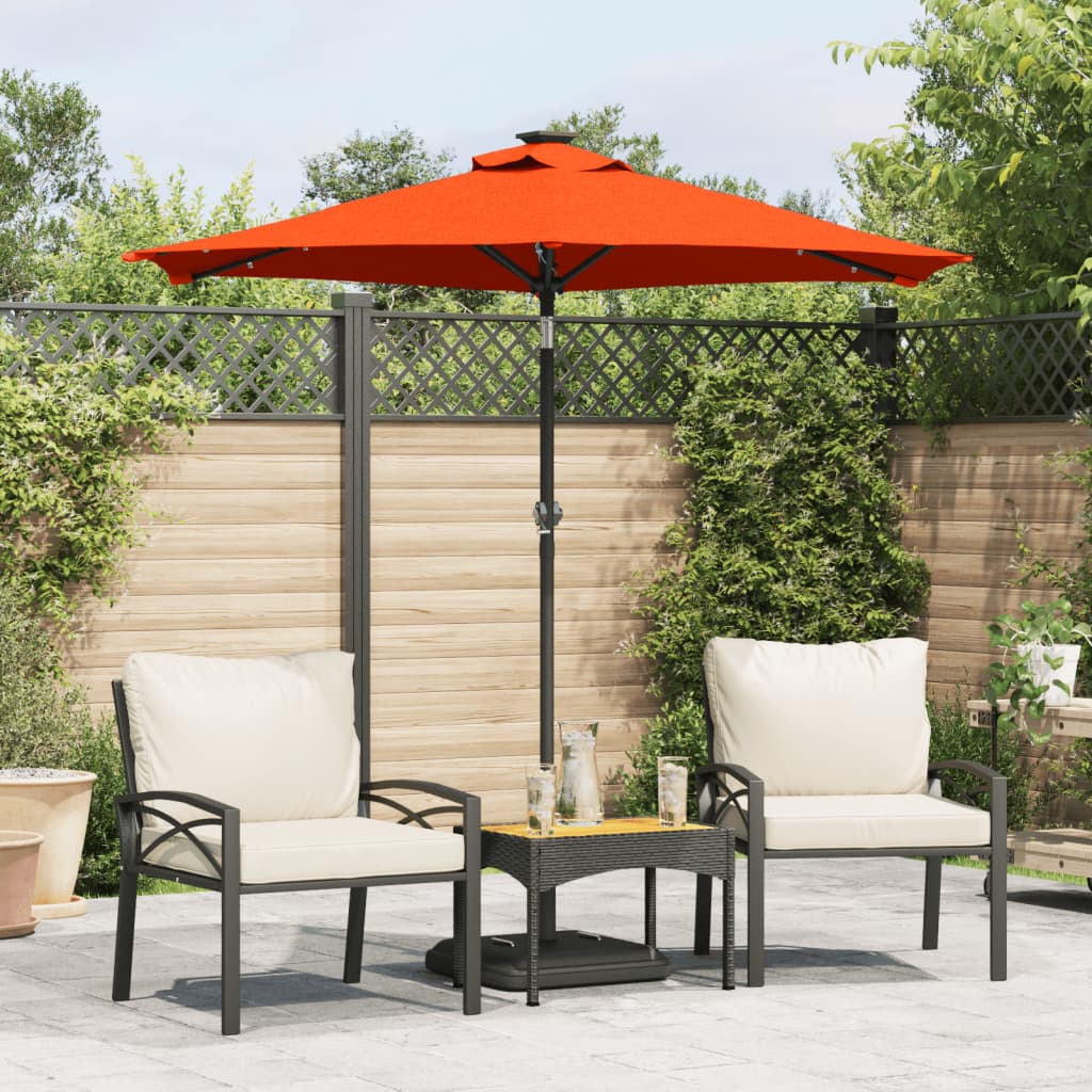 Parasol met LED's en stalen paal 225x225x212 cm terracotta