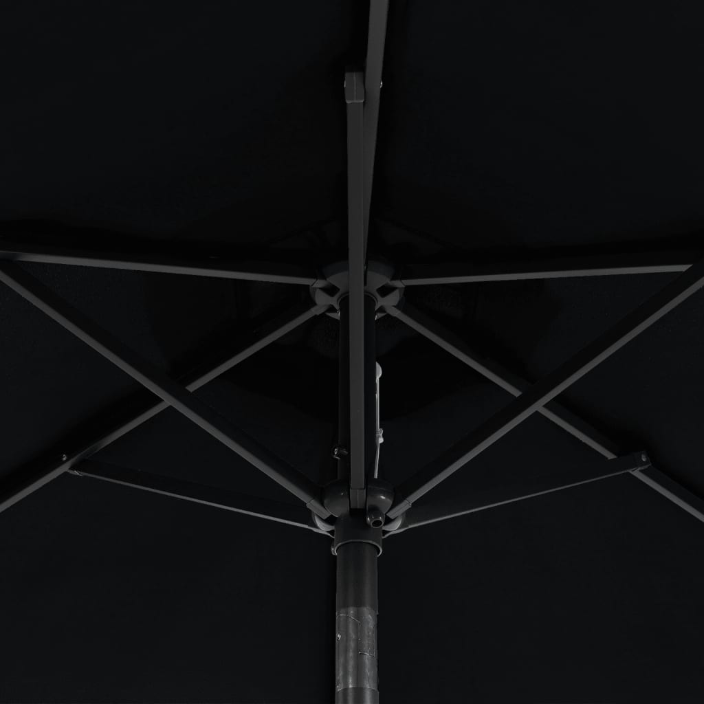 Parasol met LED's en stalen paal 225x225x212 cm zwart