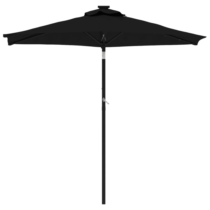 Parasol met LED's en stalen paal 225x225x212 cm zwart