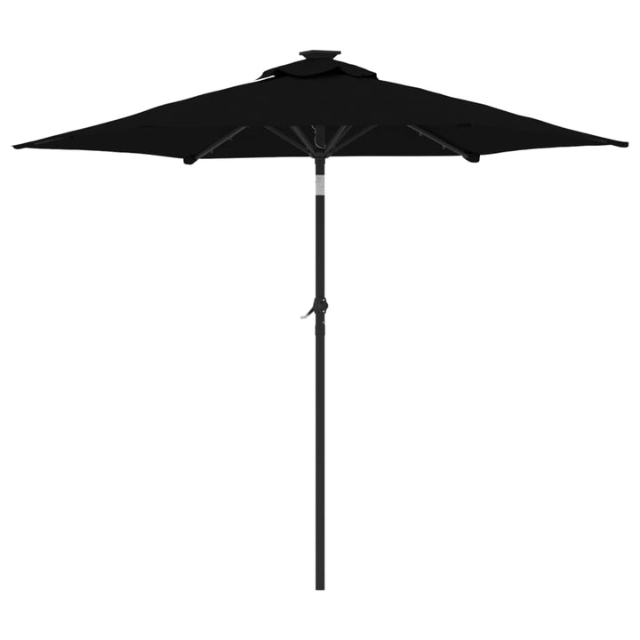 Parasol met LED's en stalen paal 225x225x212 cm zwart