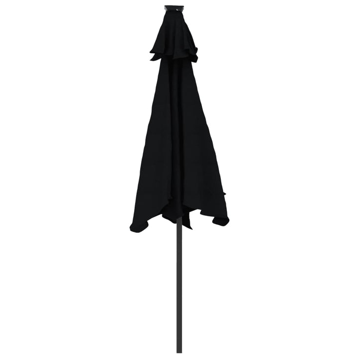 Parasol met LED's en stalen paal 225x225x212 cm zwart