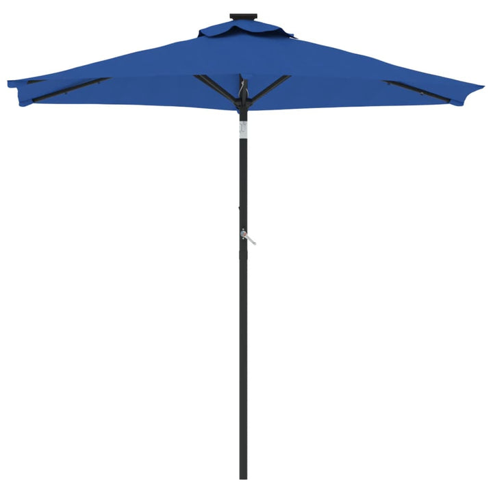 Parasol met LED's en stalen paal 225x225x212 cm azuurblauw