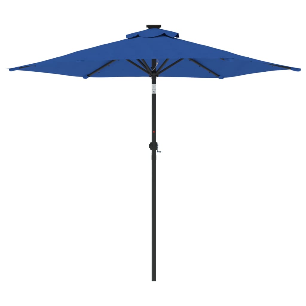 Parasol met LED's en stalen paal 225x225x212 cm azuurblauw