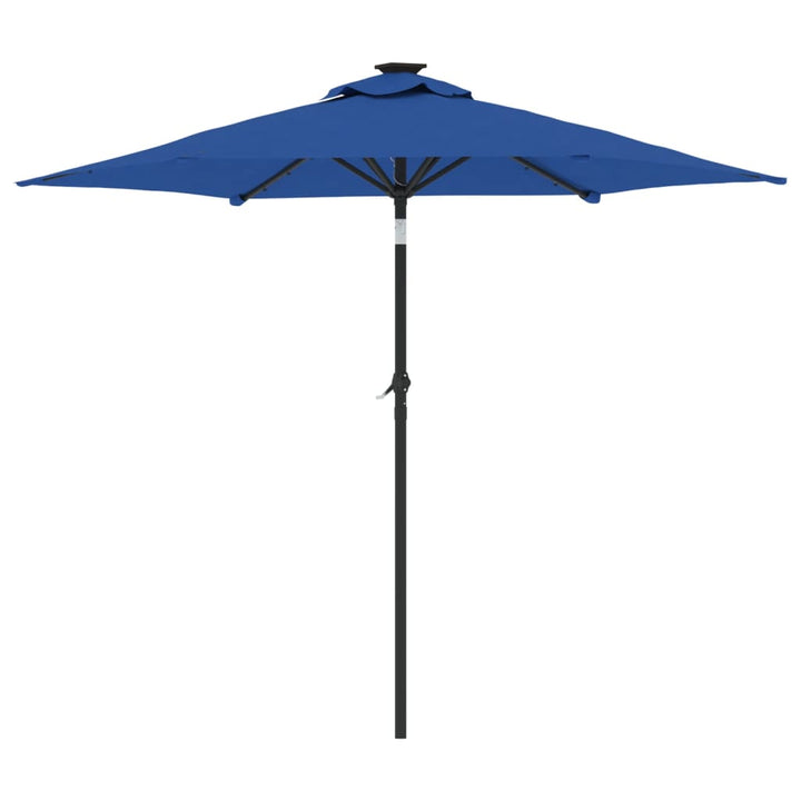 Parasol met LED's en stalen paal 225x225x212 cm azuurblauw