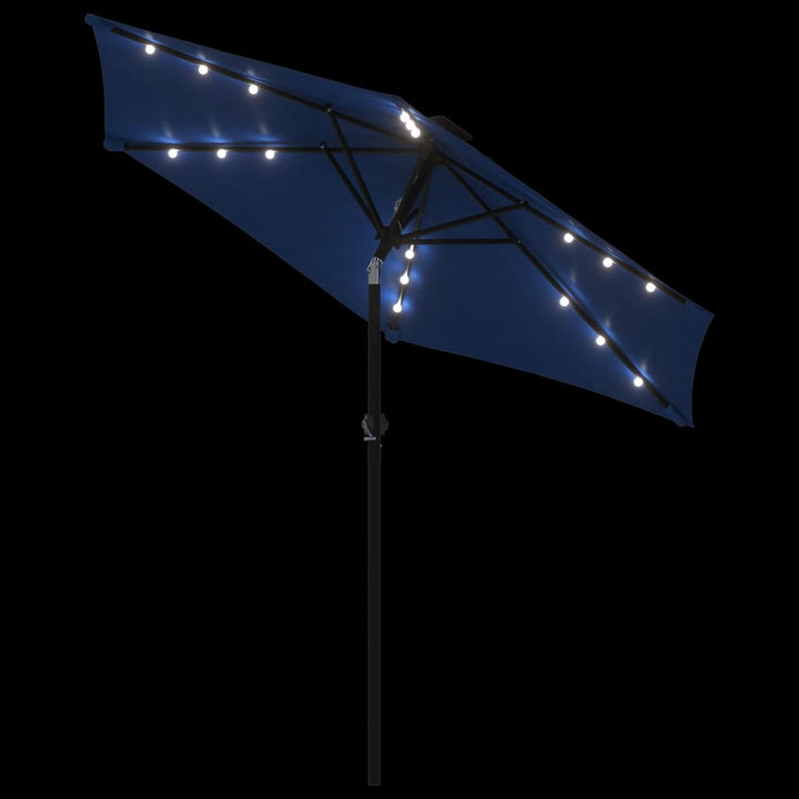 Parasol met LED's en stalen paal 225x225x212 cm azuurblauw