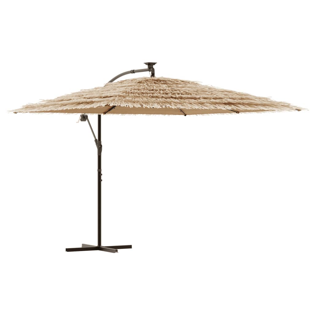 Parasol met LED's en stalen paal 290x290x238 cm bruin