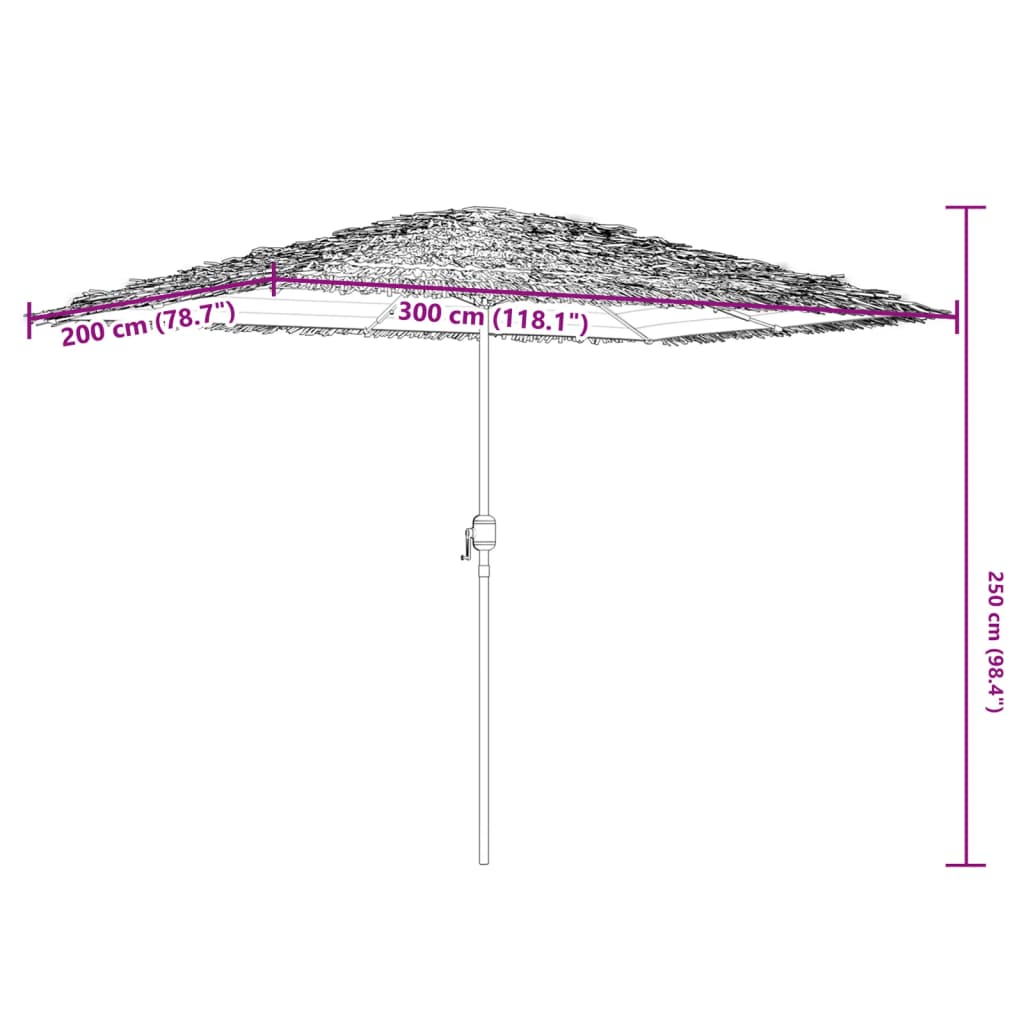 Parasol met stalen paal 300x200x250 cm bruin