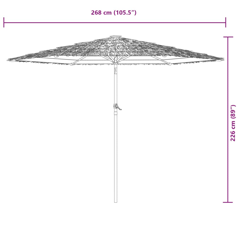 Parasol met stalen paal 268x268x226 cm wit