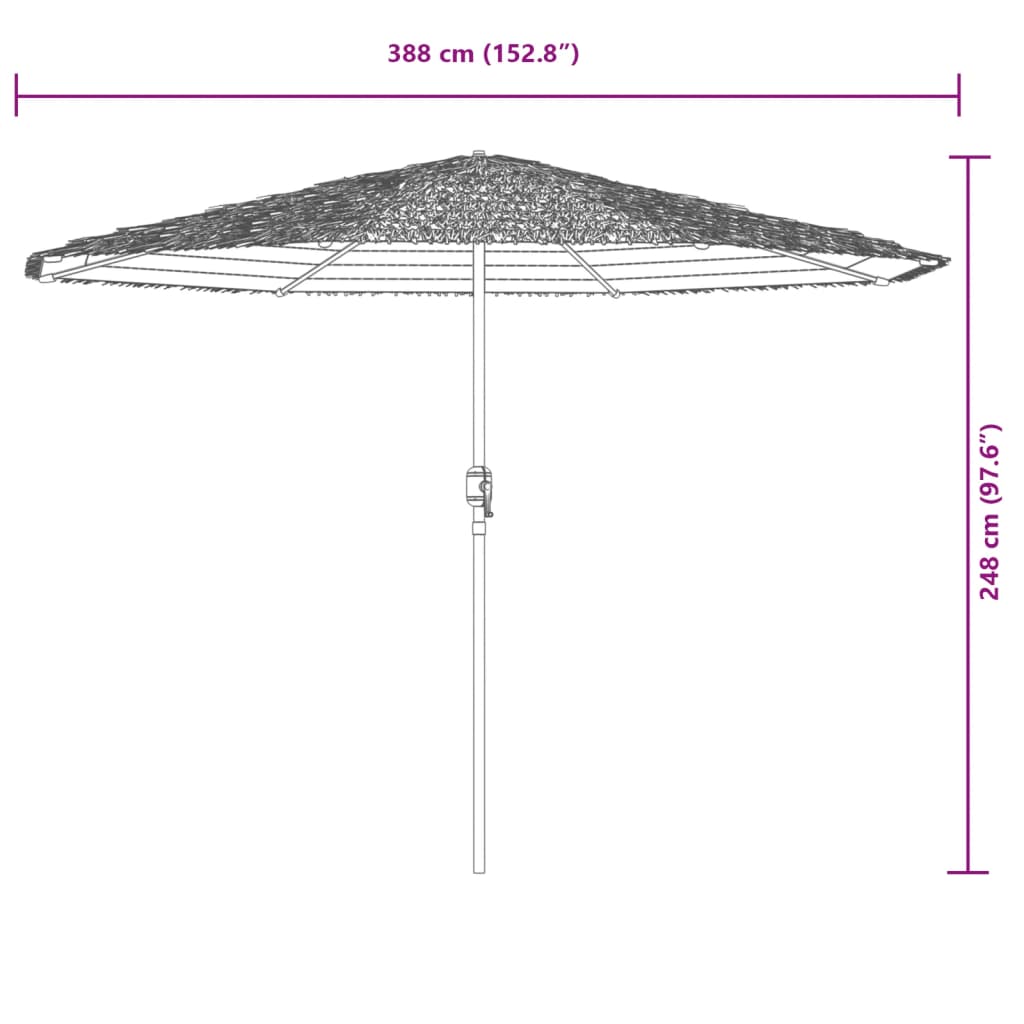 Parasol met stalen paal 388x388x248 cm bruin