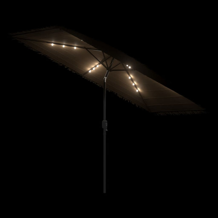 Parasol met LED's en stalen paal 300x200x250 cm bruin